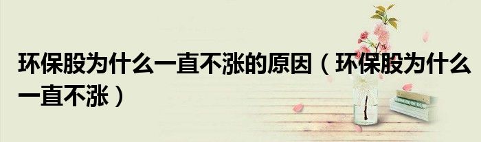 环保股为什么一直不涨的原因(环保股为什么一直不涨)