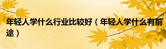 年轻人学什么行业比较好(年轻人学什么有前途)