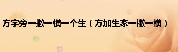 方字旁一撇一横一个生(方加生家一撇一横)