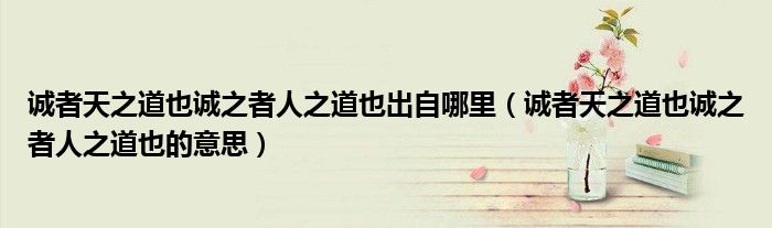 诚者天之道也诚之者人之道也出自哪里(诚者天之道也诚之者人之道也的意思)