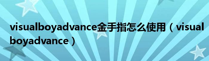 visualboyadvance金手指怎么使用(visualboyadvance)