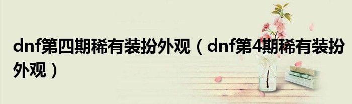 dnf第四期稀有装扮外观(dnf第4期稀有装扮外观)