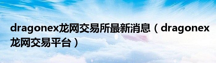dragonex龙网交易所最新消息(dragonex龙网交易平台)