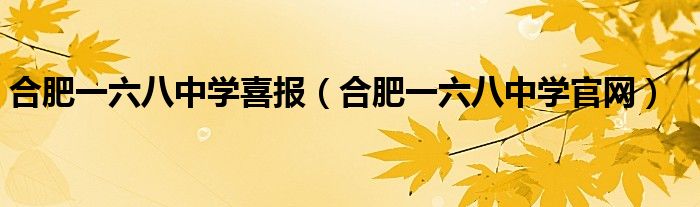 合肥一六八中学喜报(合肥一六八中学官网)