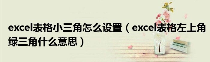 excel表格小三角怎么设置(excel表格左上角绿三角什么意思)