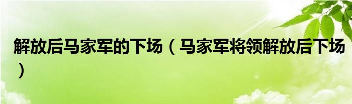 解放后马家军的下场(马家军将领解放后下场)