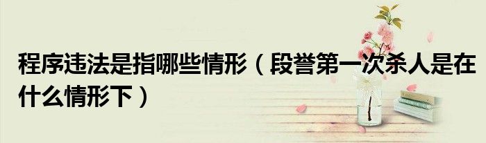 程序违法是指哪些情形(段誉第一次杀人是在什么情形下)