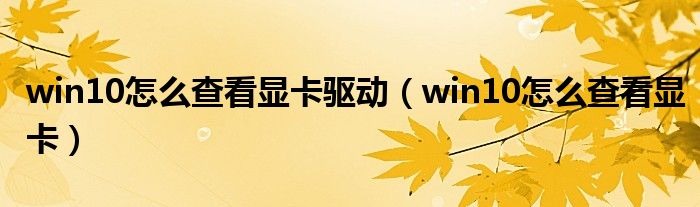 win10怎么查看显卡驱动(win10怎么查看显卡)