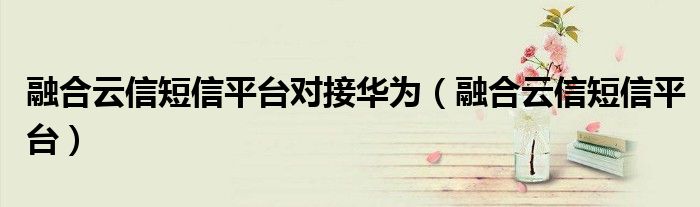 融合云信短信平台对接华为(融合云信短信平台)