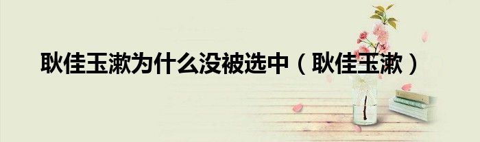 耿佳玉漱为什么没被选中(耿佳玉漱)