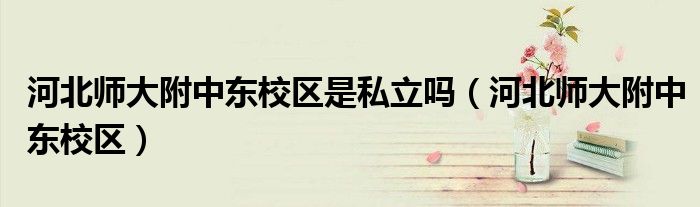河北师大附中东校区是私立吗(河北师大附中东校区)