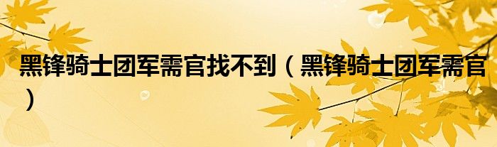 黑锋骑士团军需官找不到(黑锋骑士团军需官)