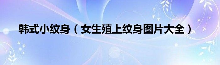 韩式小纹身(女生殖上纹身图片大全)
