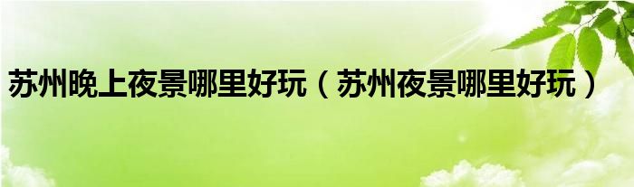 苏州晚上夜景哪里好玩(苏州夜景哪里好玩)