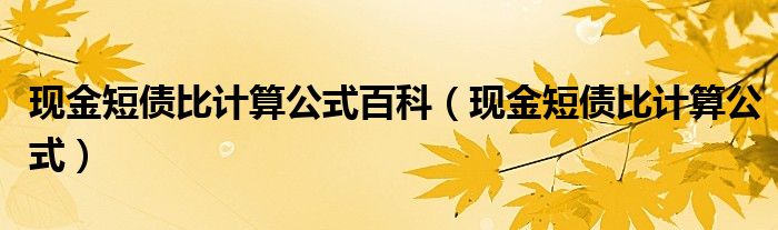现金短债比计算公式百科(现金短债比计算公式)
