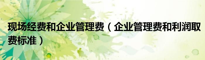 现场经费和企业管理费(企业管理费和利润取费标准)