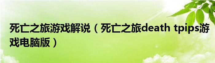 死亡之旅游戏解说(死亡之旅death tpips游戏电脑版)