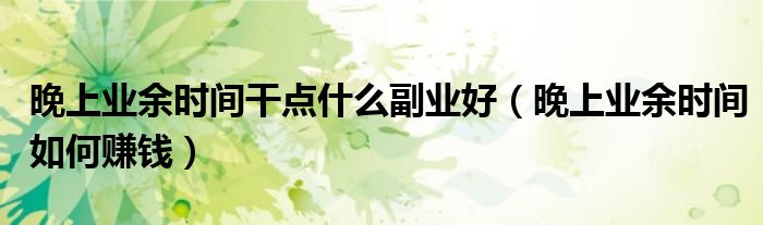 晚上业余时间干点什么副业好(晚上业余时间如何赚钱)