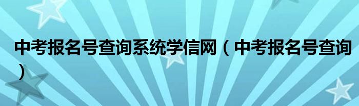 中考报名号查询系统学信网(中考报名号查询)