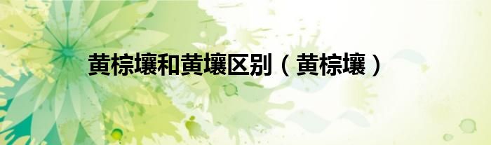 黄棕壤和黄壤区别(黄棕壤)