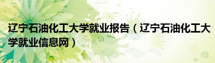 辽宁石油化工大学就业报告(辽宁石油化工大学就业信息网)