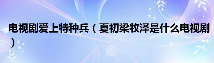 电视剧爱上特种兵(夏初梁牧泽是什么电视剧)