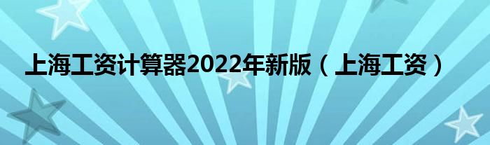 上海工资计算器2022年新版(上海工资)