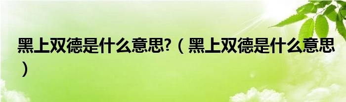 黑上双德是什么意思?（黑上双德是什么意思）