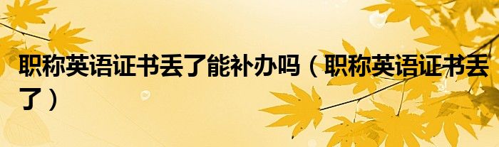 职称英语证书丢了能补办吗(职称英语证书丢了)