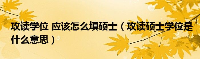 攻读学位 应该怎么填硕士(攻读硕士学位是什么意思)