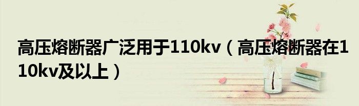 高压熔断器广泛用于110kv(高压熔断器在110kv及以上)