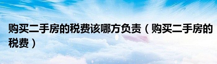 购买二手房的税费该哪方负责(购买二手房的税费)