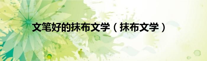 文笔好的抹布文学(抹布文学)