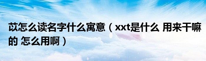 苡怎么读名字什么寓意（xxt是什么 用来干嘛的 怎么用啊）