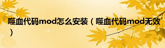 噬血代码mod怎么安装(噬血代码mod无效)