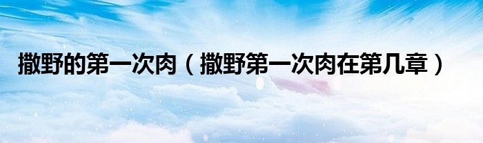 撒野的第一次肉(撒野第一次肉在第几章)