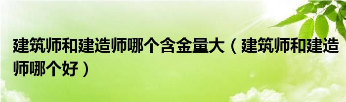 建筑师和建造师哪个含金量大（建筑师和建造师哪个好）