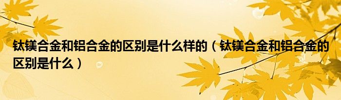 钛镁合金和铝合金的区别是什么样的(钛镁合金和铝合金的区别是什么)