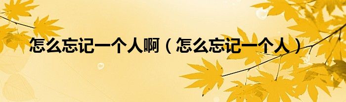 怎么忘记一个人啊(怎么忘记一个人)