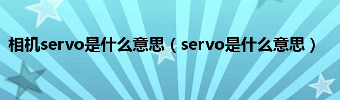 相机servo是什么意思（servo是什么意思）