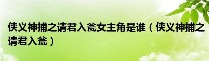 侠义神捕之请君入瓮女主角是谁（侠义神捕之请君入瓮）