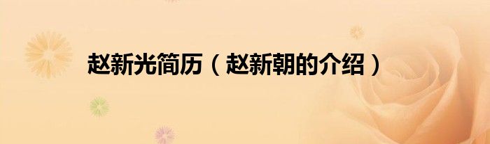 赵新光简历(赵新朝的介绍)