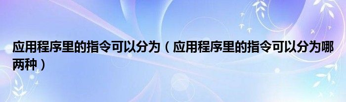 应用程序里的指令可以分为（应用程序里的指令可以分为哪两种）