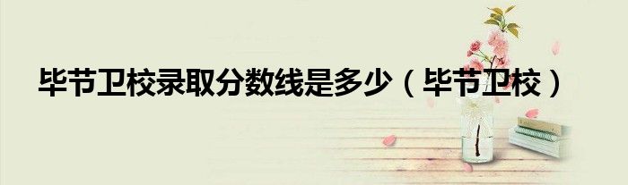 毕节卫校录取分数线是多少(毕节卫校)