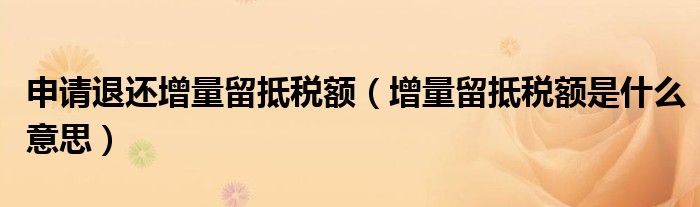 申请退还增量留抵税额(增量留抵税额是什么意思)