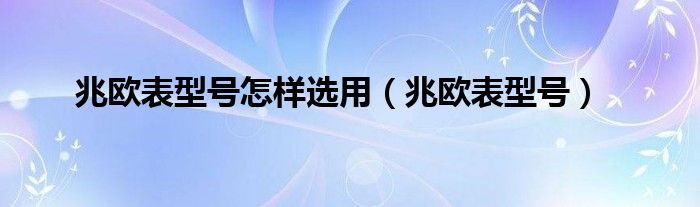 兆欧表型号怎样选用(兆欧表型号)
