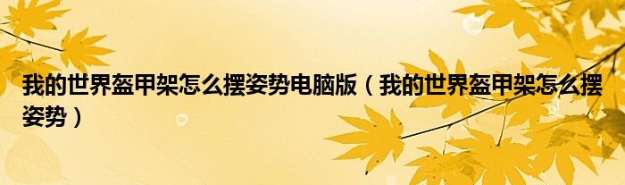 我的世界盔甲架怎么摆姿势电脑版(我的世界盔甲架怎么摆姿势)