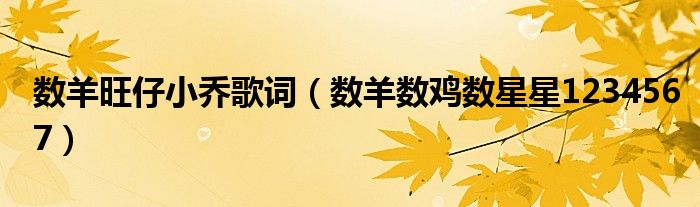 数羊旺仔小乔歌词（数羊数鸡数星星1234567）