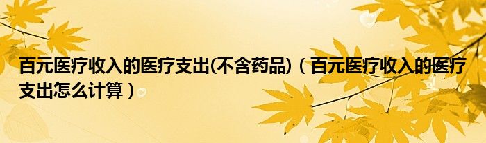 百元医疗收入的医疗支出(不含药品)(百元医疗收入的医疗支出怎么计算)