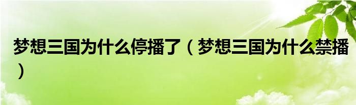 梦想三国为什么停播了（梦想三国为什么禁播）